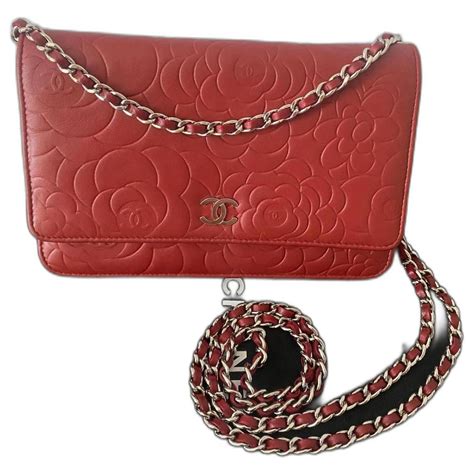 chanel camellia wallet red|Chanel camellia wallet on chain.